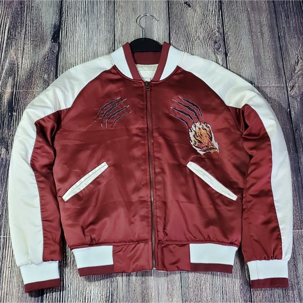 Sukajan Japanese Style Embroidery Tiger Maroon Women's Size Small Urban Outfit